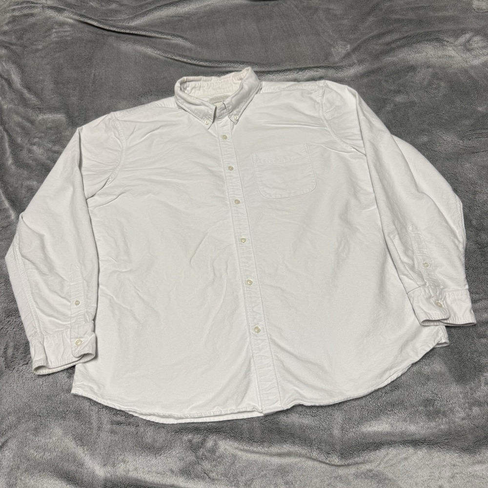 American Eagle Shirt Men's XXL White Classic Fit Long Sleeve Button Down Cotton
